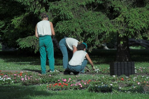 Man and van loading green waste at a medium-sized garden
